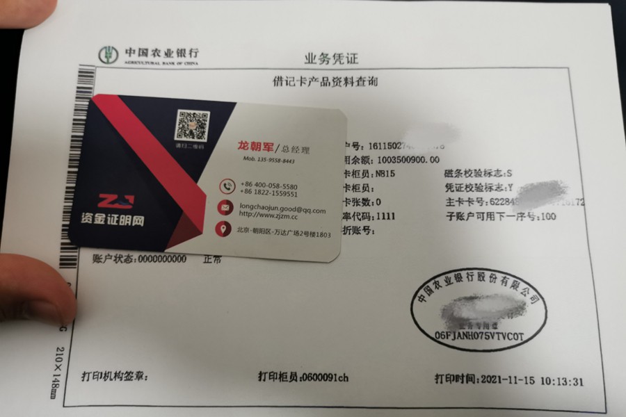 农业银行余额小票（10亿）